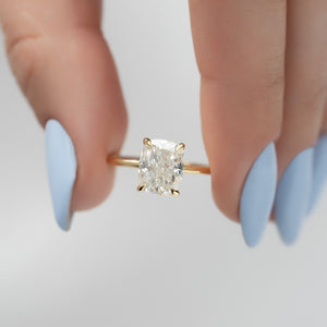 The Luna Set With A 2 Carat Elongated Cushion Moissanite
