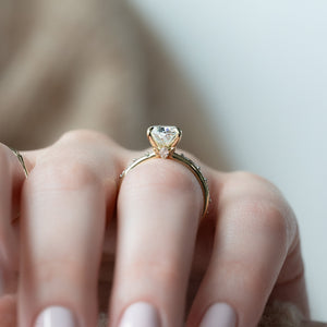 The Luna Set With A 2 Carat Elongated Cushion Moissanite