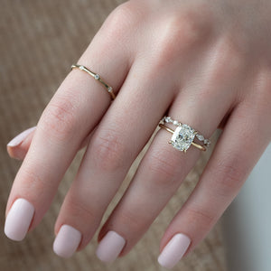 The Luna Set With A 2 Carat Elongated Cushion Moissanite