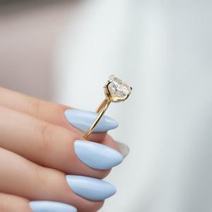 The Luna Set With A 2 Carat Elongated Cushion Moissanite