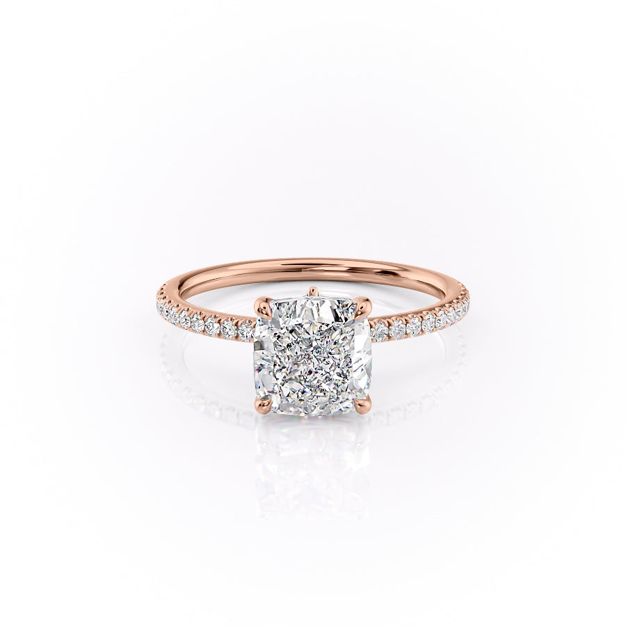 The Pave Luna Set With A 2 Carat Cushion Moissanite