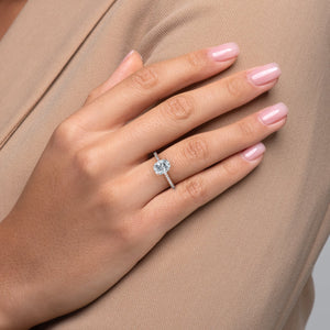 The Pave Luna Set With A 3 Carat Elongated Cushion Lab Diamond