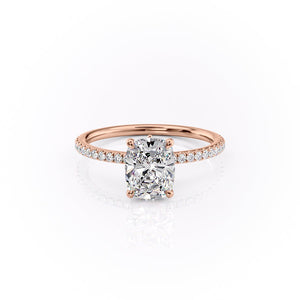 The Pave Luna Set With A 1 Carat Elongated Cushion Moissanite