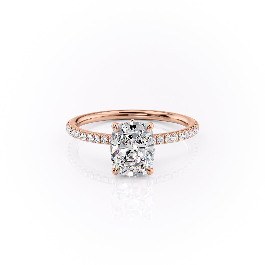 The Pave Luna Set With A 1 Carat Elongated Cushion Lab Diamond