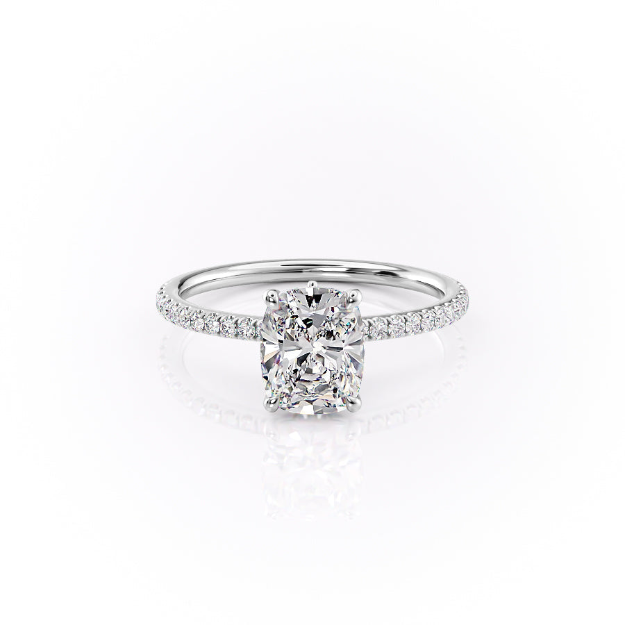 The Pave Luna Set With A 2.5 Carat Elongated Cushion Lab Diamond