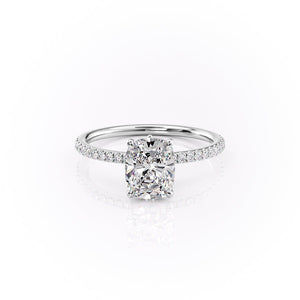 The Pave Luna Set With A 4 Carat Elongated Cushion Moissanite