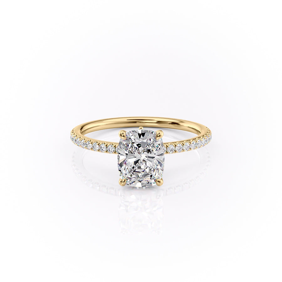 The Pave Luna Set With A 1 Carat Elongated Cushion Lab Diamond
