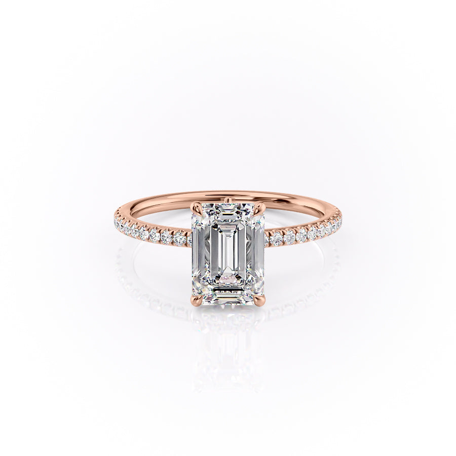 The Pave Luna Set With A 3 Carat Emerald Moissanite