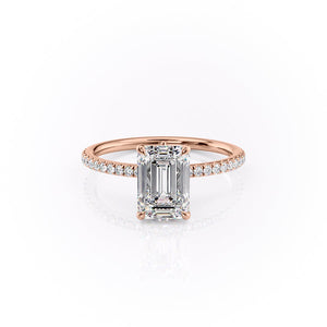 The Pave Luna Set With A 3 Carat Emerald Moissanite