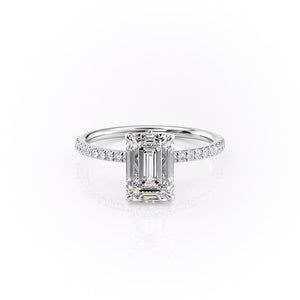 The Pave Luna Set With A 4 Carat Emerald Moissanite
