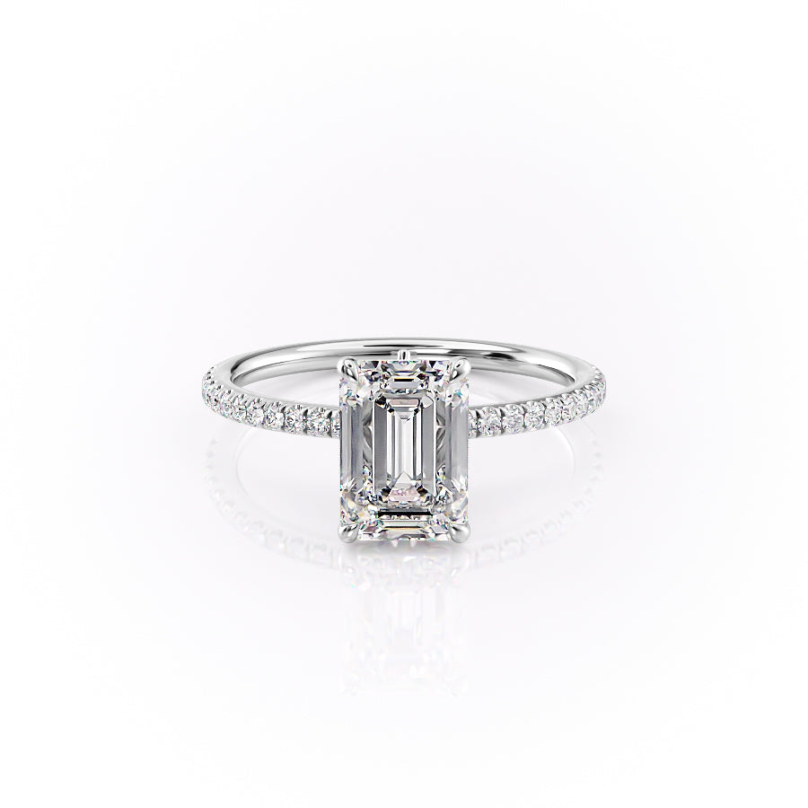 The Pave Luna Set With A 2 Carat Emerald Moissanite