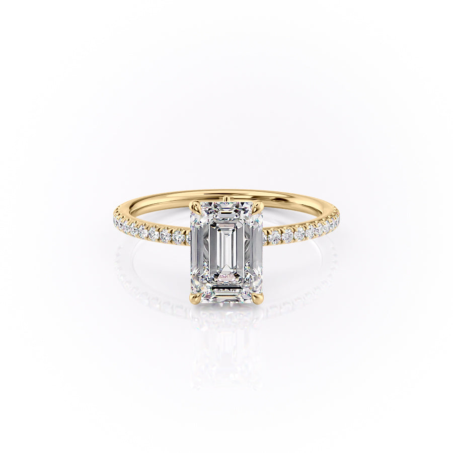 The Pave Luna Set With A 1 Carat Emerald Moissanite