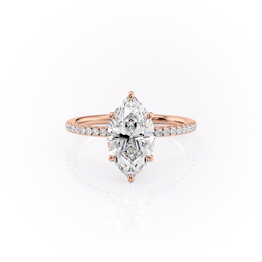 The Pave Luna Set With A 4 Carat Marquise Moissanite