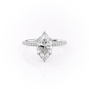 The Pave Luna Set With A 1 Carat Marquise Moissanite