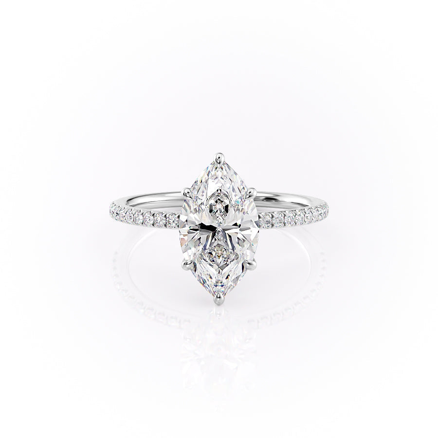 The Pave Luna Set With A 5 Carat Marquise Moissanite