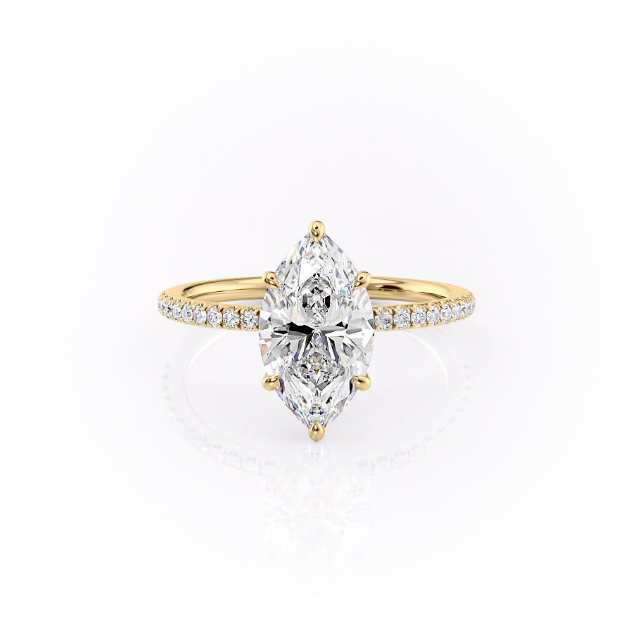 The Pave Luna Set With A 2.5 Carat Marquise Lab Diamond