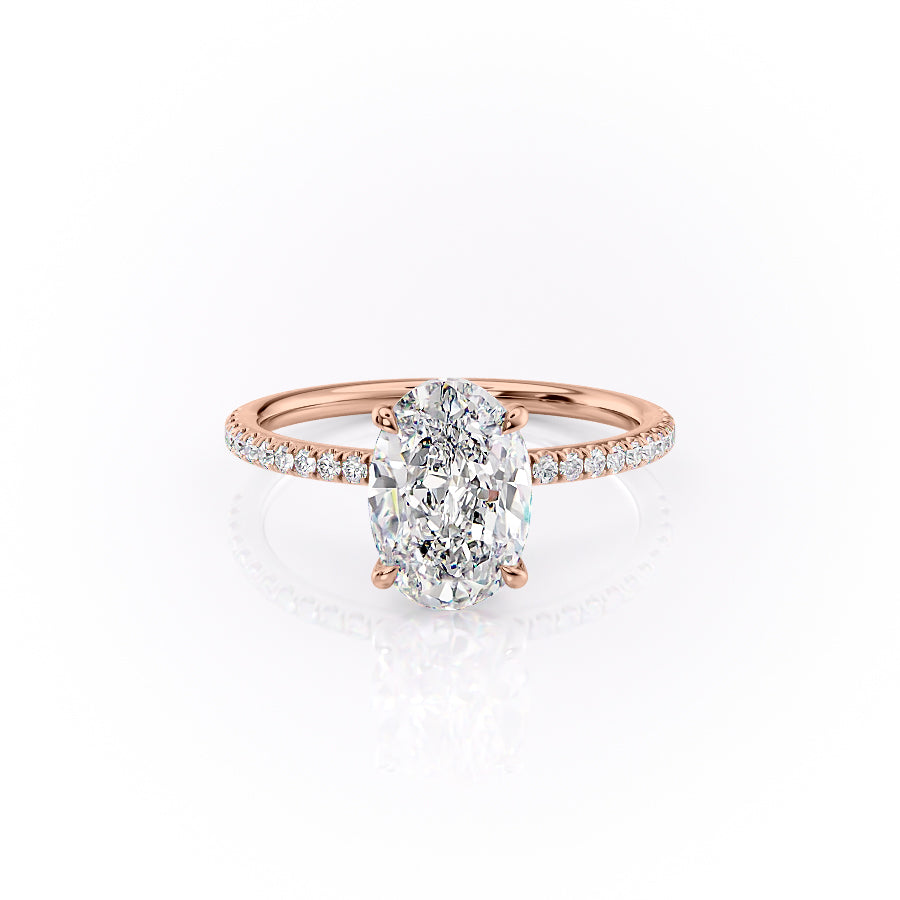 The Pave Luna Set With A 1 Carat Oval Moissanite