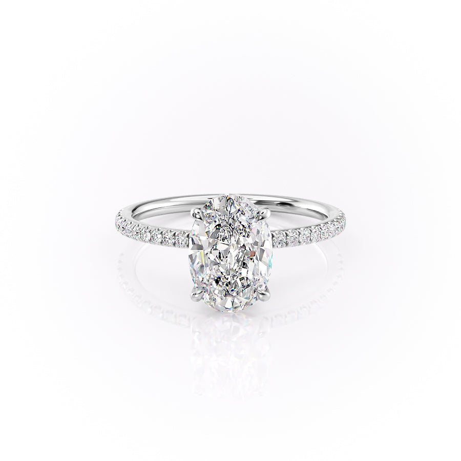 The Pave Luna Set With A 1 Carat Oval Moissanite