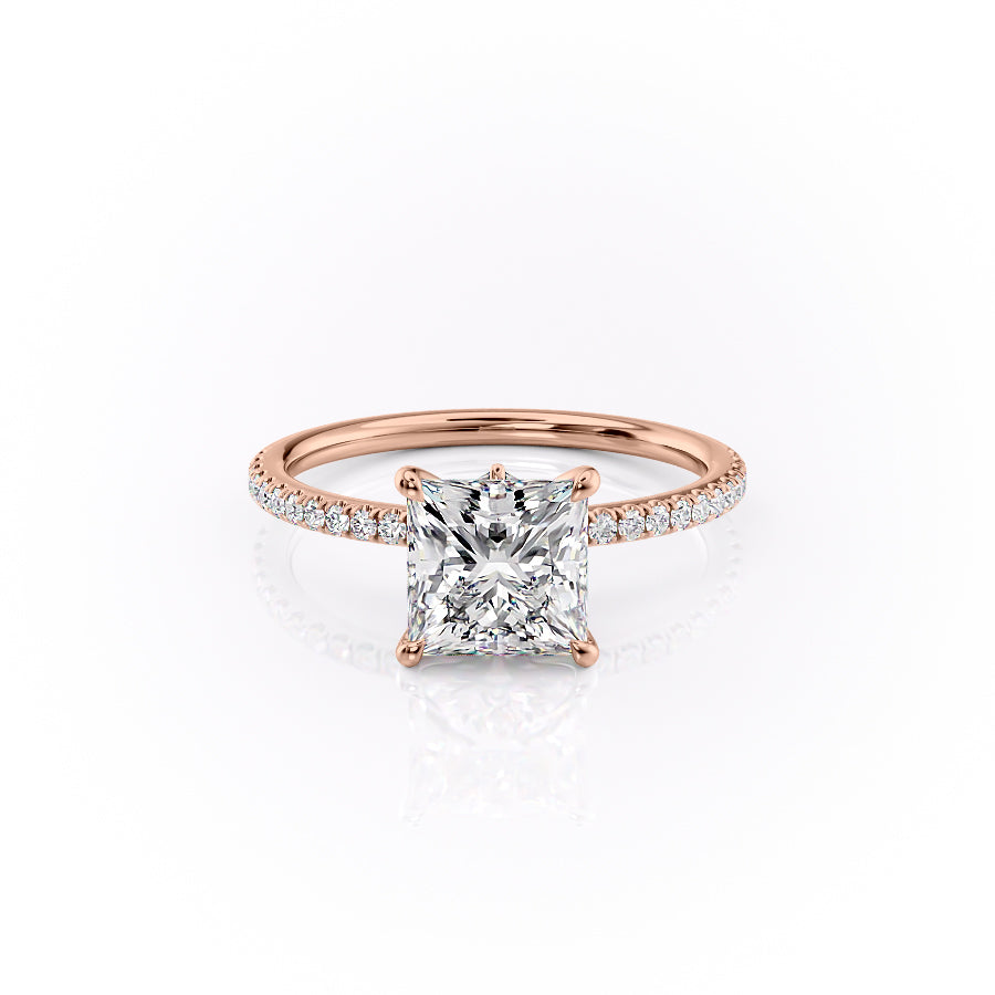The Pave Luna Set With A 3 Carat Princess Moissanite