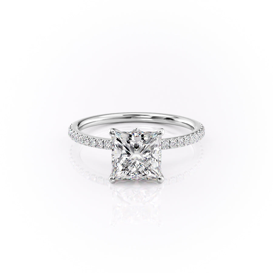 The Pave Luna Set With A 2.5 Carat Princess Lab Diamond