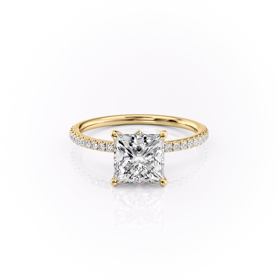 The Pave Luna Set With A 3 Carat Princess Moissanite