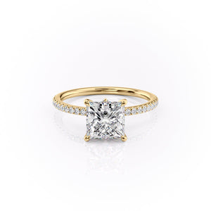 The Pave Luna Set With A 2 Carat Princess Moissanite