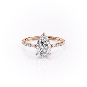 The Pave Luna Set With A 2 Carat Pear Moissanite