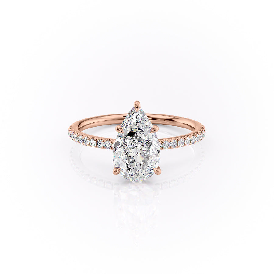 The Pave Luna Set With A 4 Carat Pear Moissanite