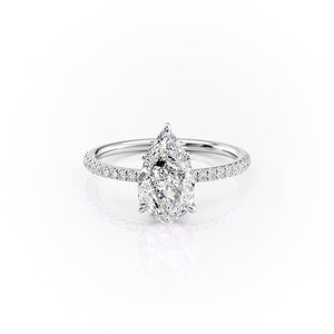 The Pave Luna Set With A 1 Carat Pear Lab Diamond