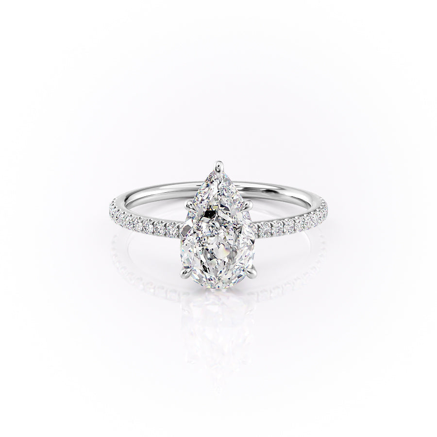 The Pave Luna Set With A 3 Carat Pear Lab Diamond