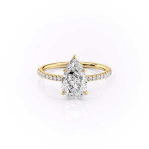The Pave Luna Set With A 1.5 Carat Pear Lab Diamond
