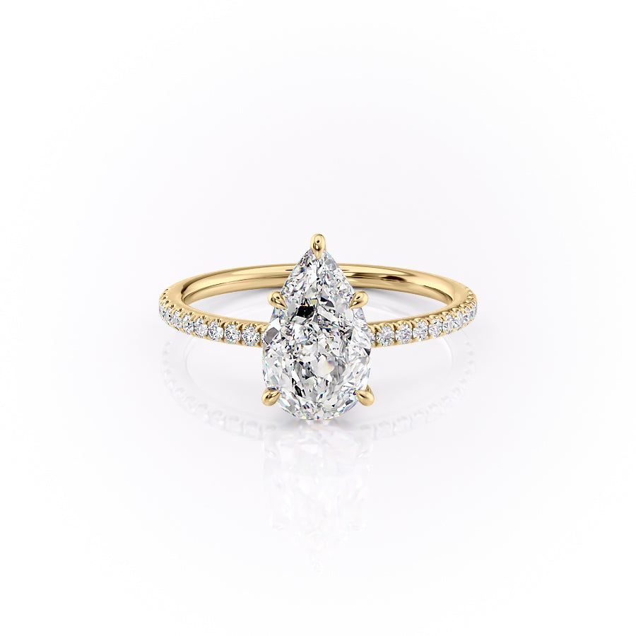 The Pave Luna Set With A 3 Carat Pear Lab Diamond