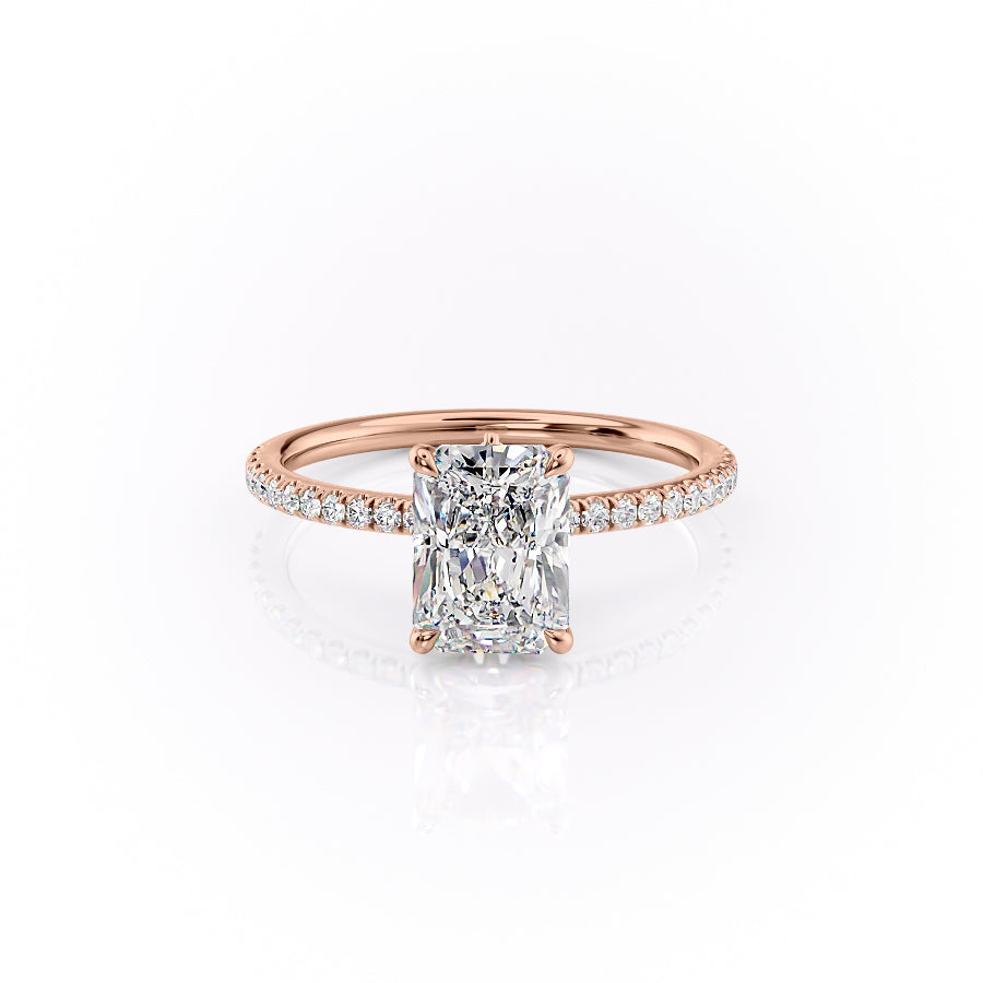 The Pave Luna Set With A 1 Carat Radiant Moissanite