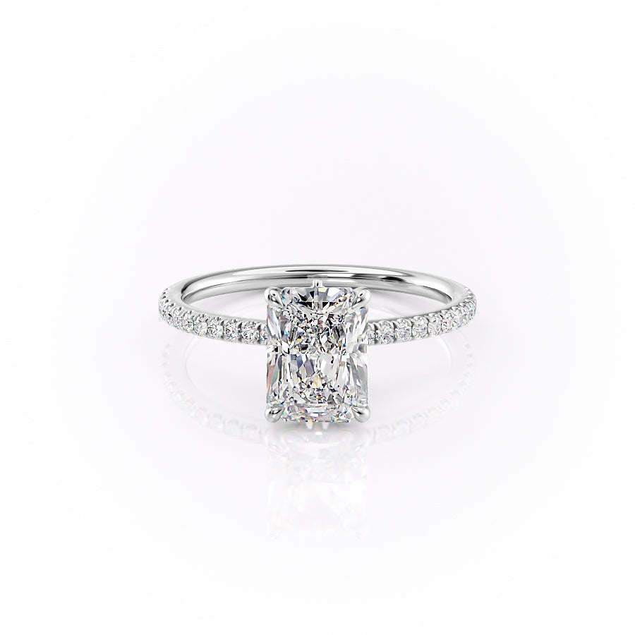The Pave Luna Set With A 1 Carat Radiant Moissanite