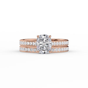 The Cameron Set With A 5 Carat Elongated Cushion Moissanite