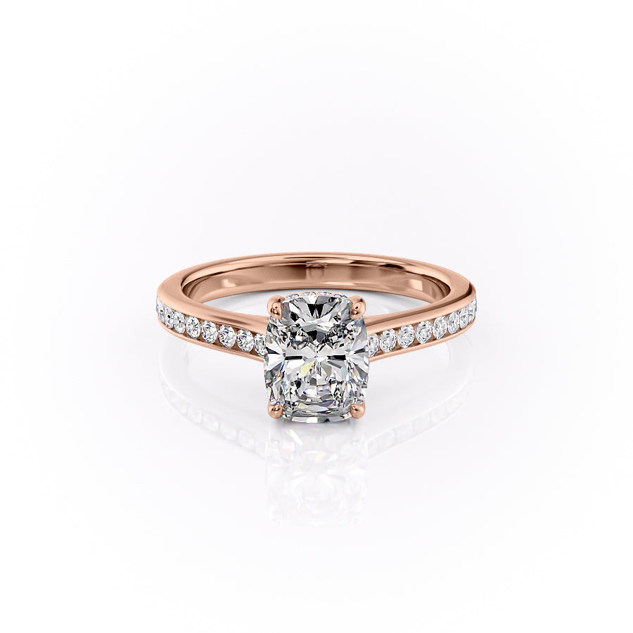 The Cameron Set With A 1 Carat Elongated Cushion Moissanite