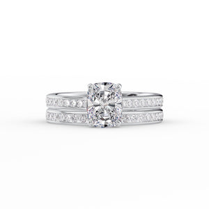 The Cameron Set With A 5 Carat Elongated Cushion Moissanite
