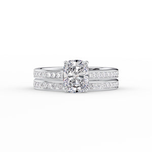 The Cameron Set With A 2.5 Carat Elongated Cushion Lab Diamond