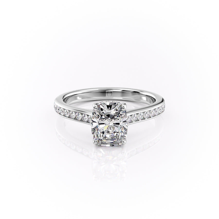 The Cameron Set With A 4 Carat Elongated Cushion Moissanite