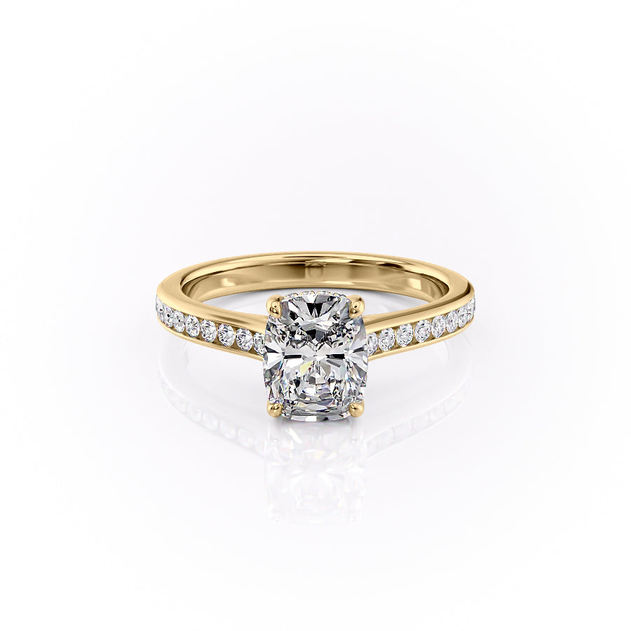 The Cameron Set With A 1.5 Carat Elongated Cushion Moissanite