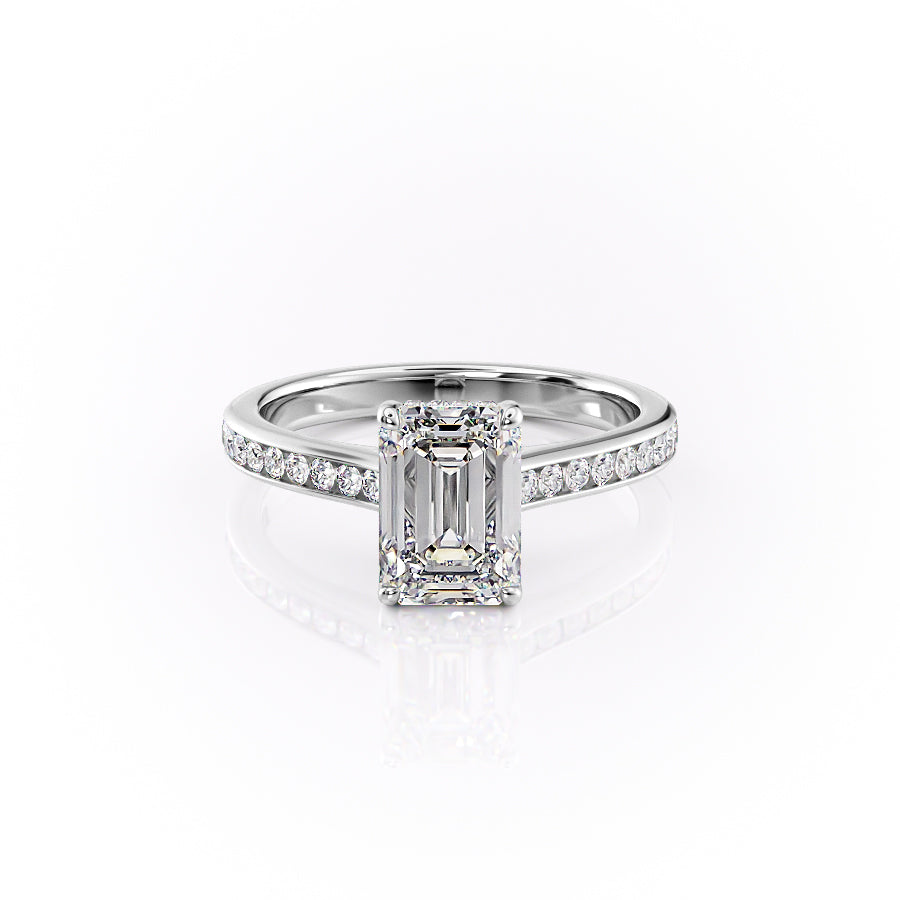 The Cameron Set With A 3.5 Carat Emerald Moissanite
