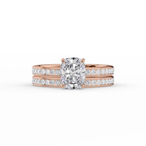 The Marilyn Set With A 2 Carat Elongated Cushion Moissanite