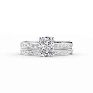 The Marilyn Set With A 2.5 Carat Elongated Cushion Moissanite