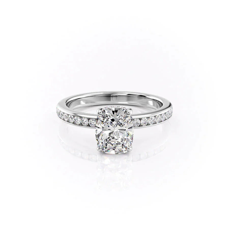 The Marilyn Set With A 1 Carat Elongated Cushion Moissanite