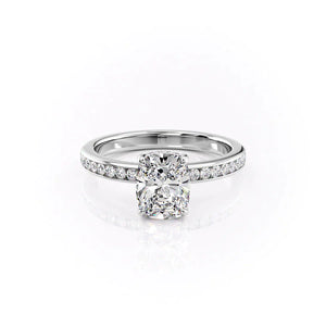 The Marilyn Set With A 2.5 Carat Elongated Cushion Moissanite