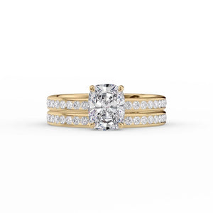 The Marilyn Set With A 3 Carat Elongated Cushion Lab Diamond