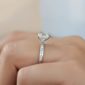 The Marilyn Set With A Elongated Cushion Lab Diamond