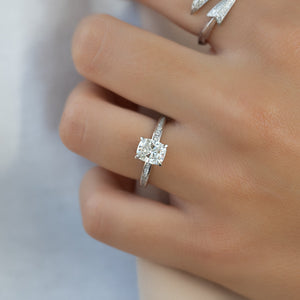 The Marilyn Set With A 2 Carat Elongated Cushion Moissanite