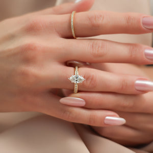 The Marilyn Set With A 1 Carat Marquise Moissanite
