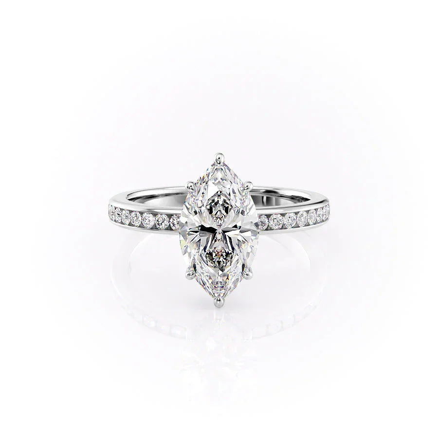 The Marilyn Set With A 1 Carat Marquise Moissanite